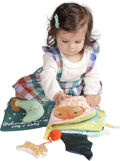 Manhattan Toy Peek-a-Boo Soft Crinkle Book with Tethered Bunny - Baby & Toddler Activity