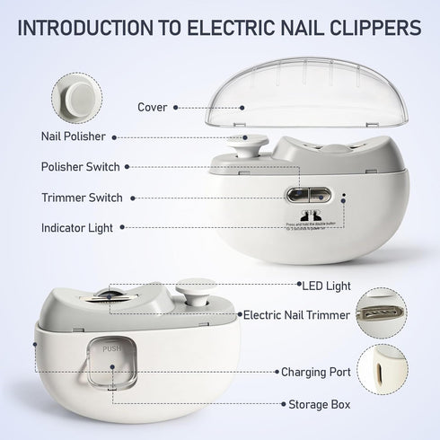 Supellerous Trimmer 2 1 Electric Nail Clipper, Rechargeable Electric Nail with LED Light, in Electric Nail File
