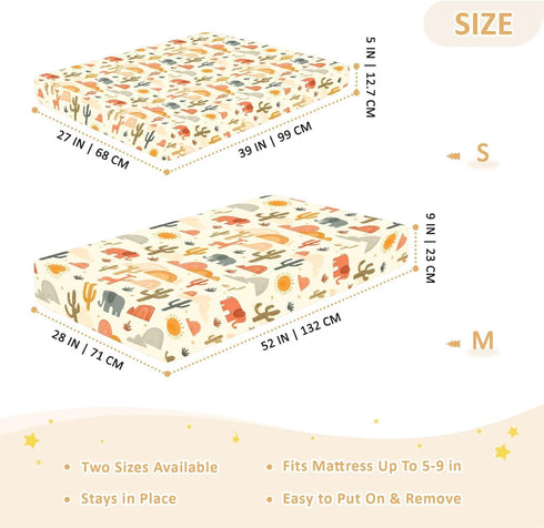 miaozhen 1 Pack 52x28 Cotton Baby Crib Sheets for Boys Girls Soft Stretchy Western Funny Desert Scene Crib Mattress