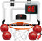 Pro Indoor Basketball Hoop for Door, Over Door with Large 9 Inch Dunk Rim, 4 Mini Replacement 6" Basketballs