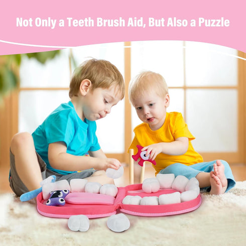 vocheer Educational Plush Toy, Preschool Montessori Educational Toys for Kids, Teaching Kid How to Protect Teeth