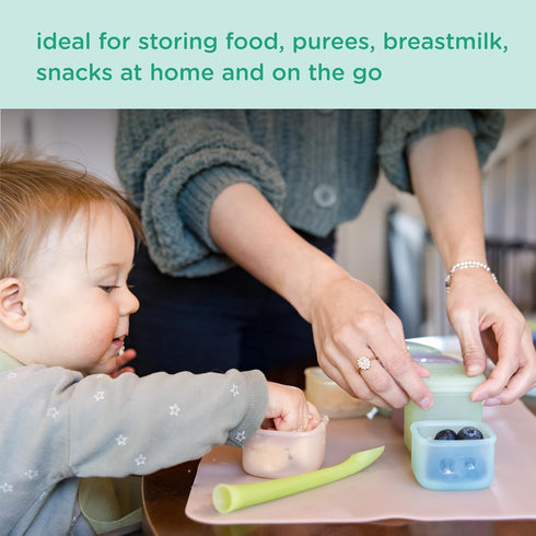 4pk 2 oz 60 ml) Olababy Clear Sense Silicone Storage Containers for Baby Food, Snacks, Formula, Puree, Sauce & More |