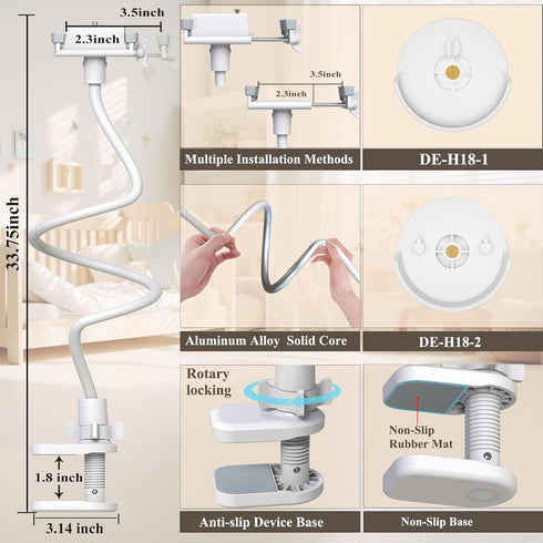 Derebir E30 E220 C220 E21/ E110 C2110 T8417/ T8354/ T8300 Flexible Baby Monitor Stand Mount Holder Compatible with eufy