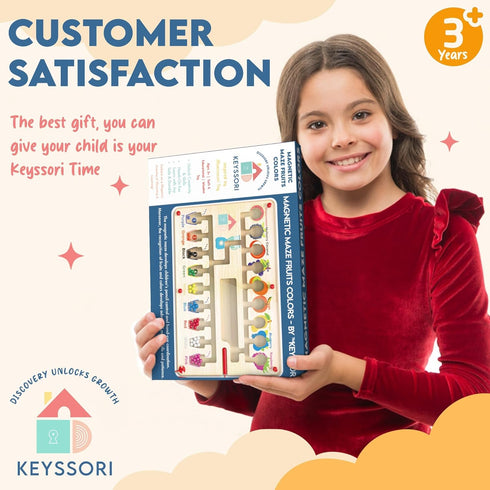 Keyssori 3-5, 3 Magnetic Maze Board for Kids Age Montessori Educational Wooden for All Toddlers Busy Board, Preschool