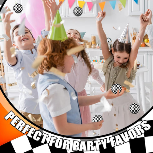 12 1.97'' Soulchen Pcs Race Cars Party Favors Stress Balls, Black and White Themed Sensory Fidget Toys Gifts for Kids