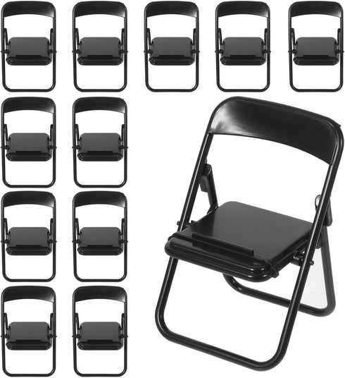 STOBOK 12pcs Mini Folding Chair Models for Doll House, Cell Phone Stand Holder