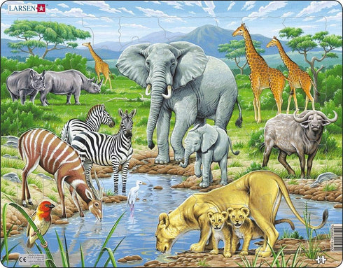 Larsen Puzzles - African Savannah - 65 Piece Children's Jigsaw Puzzle
