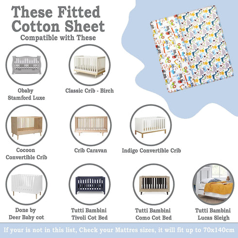 2 Pack 52in 28in Crib Sheets x | Bedding for Cot Bed Soft Breathable Cotton Sheets for Standard Crib and Toddler
