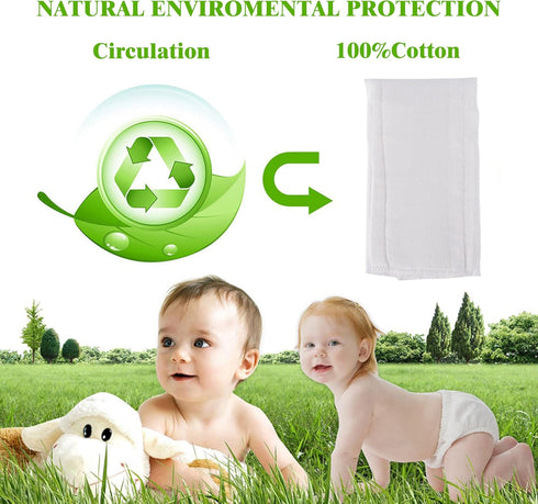 100% 3Ply (10-35 lbs) 10/12 Count (10) Prefold Cloth Diapers Cotton, Fasoar Washable Diapers for Babies to Toddlers