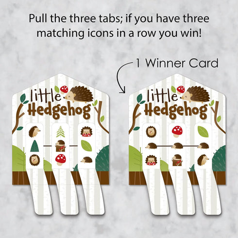 Big Dot of Happiness Forest Hedgehogs, Woodland Birthday Party or Baby Shower Game Pickle Cards, Set of 12