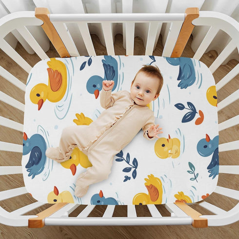 Caikeny 27 39 Fitted Crib Sheet for Boys Girls Cute Ducks Baby Crib Sheets Polka Dots Bassinet Sheets Crib Mattress Bed
