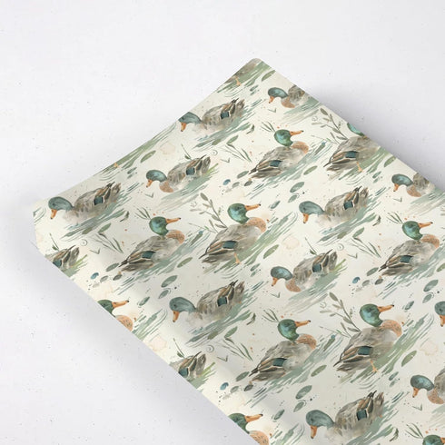 KuphiL10C Watercolor Mallard Duck Leaves Baby Changing Pad Cover, Unisex Duck Nursery Diaper