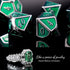 Haxtec 7 Die Metal DND Dice Set, Green Elven Goblin D&D Dice Compatible with Dungeons and Dragons RPG