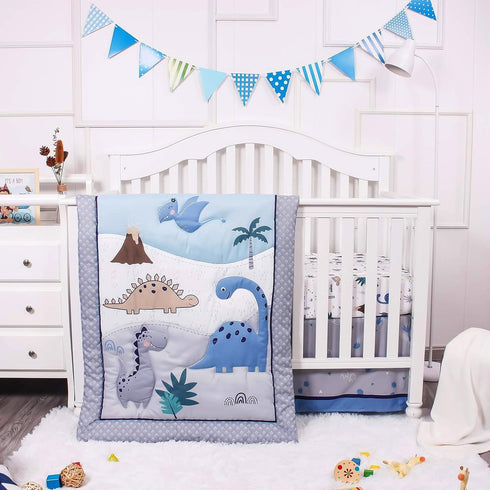 La Premura Baby Crib Bedding Set for Boys Dinosaur 3 Piece Standard