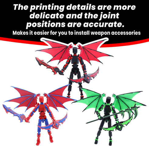 MIGESS 13 Figure,Dummy 13,Articulated 3D 13 Titan Robot Action Robot with Demon Wings, Printed robo Action Figure