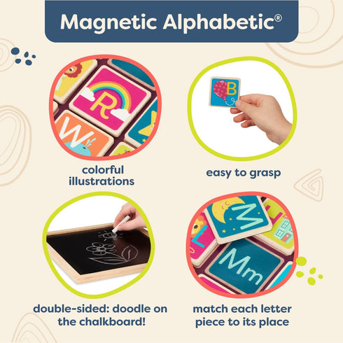 B. toys Puzzle Pals, Magnetic Wooden Puzzles, Alphabet & Number Double-Sided Puzzles, Educational Toys for Kids 3+