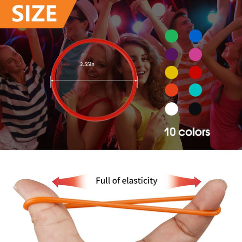 LIANGYUNZE 60Pieces 80s Gummy Silicone Jelly Bracelets Nonluminous Stretchy Mixed Silicone Wristbands Hair Ties