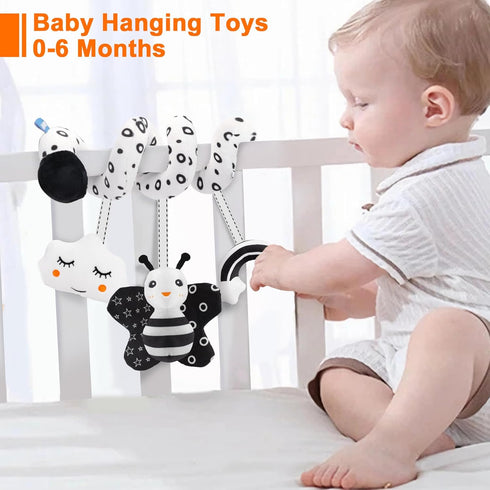 FPVERA Infant Car Seat Toys, Adjustable Mobile Activity Arch with Music, Travel Toy for Babies 0-6 Months, Black
