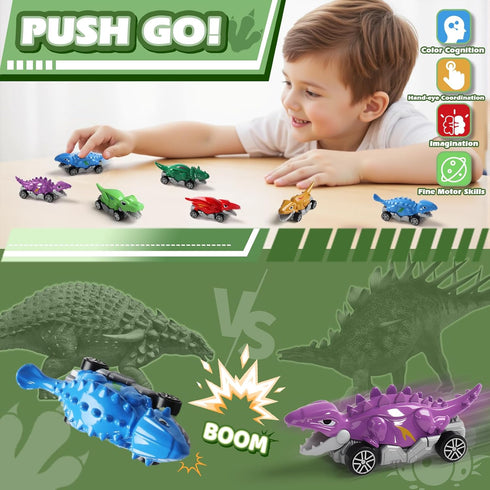 3-5 6 3 4 5 6 7 Fajiabao Dinosaur Toys for Kids Pcs Mini Alloy Body Dinosaur Toys Cars Friction Powered Car Toys