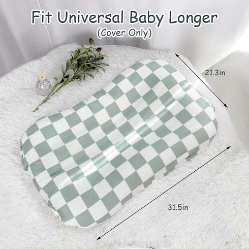 Nursing Pillow Cover and Baby Lounger Cover, Soft Comfortable Cover for Girls Boys, Green Checkerboard, Lounger not