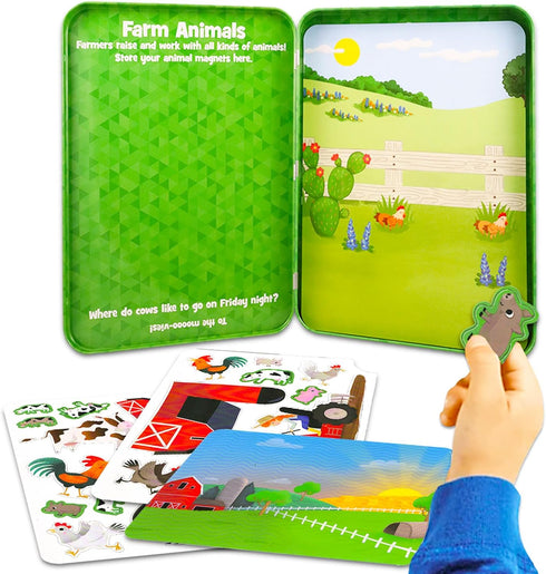 Highlights Activity Box Magnetic Play Scene Set - Bundle with 2 Create A Scene Tins Featuring Outer Space and Farm