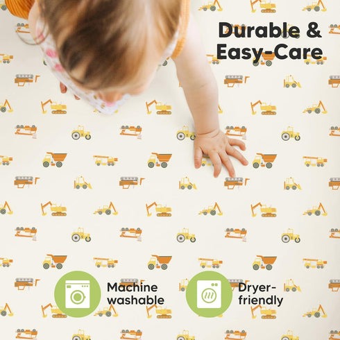 Pack and Play Sheets Fitted, 2-Pack Mini Crib Sheets, Organic Fitted for Pack N Play Mattress, Construction