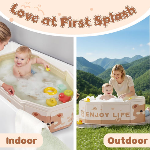 Xynzanic 3M-8Y, Foldable Baby Bath, Collapsible Baby Bathtub Portable Travel Baby Bath Tub with Non-Slip Base, Pop Up
