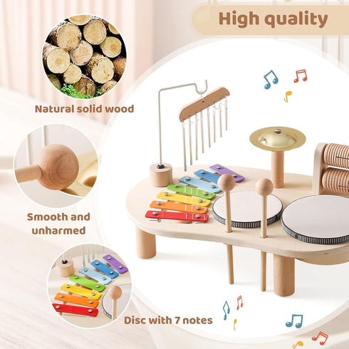 Promise Baby Musical Instruments, Wooden Percussion Instruments for Kids, Montessori Educational Toddler Toys