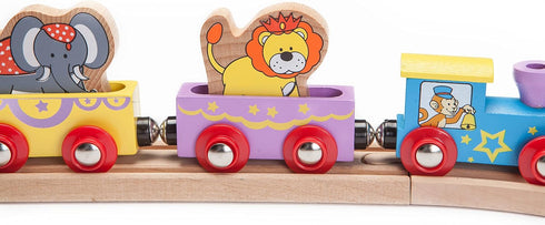 2 3 Set Maxim Enterprise, inc. Kids Circus Train with Steam Engine, Cars, Caboose, Wooden Animals, Colorful Hardwood