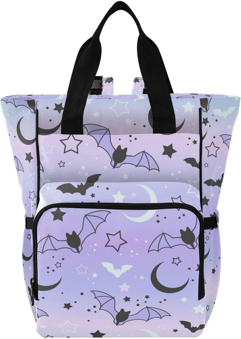 Jihqo Diaper Bag Backpack Cute Bats Starry Sky Travel Diaper Bags for Women,