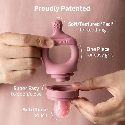Baby Food Fruit Feeder and Breastmilk Popsicle Mold Set - Silicone Fruit Teether and Feeding Essentials for 4 Months+