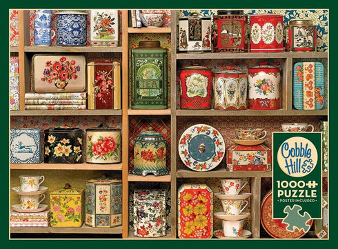 Cobble Hill 1000 Piece Puzzle Vintage Tins, Sample Poster Included