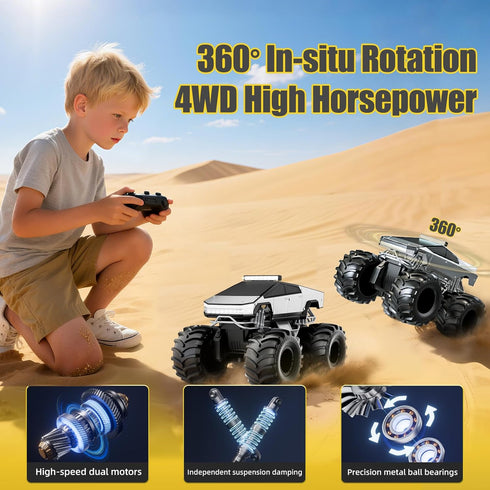 1:18 4WD 2.4GHz 360 6 7 8 9 10-13+ Remote Control Car, Amphibious RC Cars, All Terrain Off-Road Pickup, Waterproof