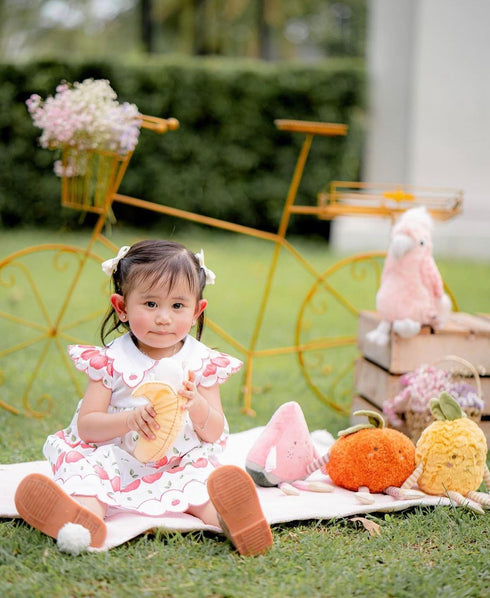 MON AMI Premium Clementine Soft Stuffed Plush Toy – 10”, Handcrafted Squishable Fruit Doll with Whimsical Face for