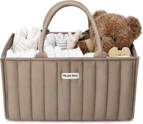 Blissful Diary Muslin Changing Pad Cover and Baby Diaper Caddy Organizer Bundle
