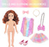 ZITA ELEMENT 18 Inch American Doll with Clothes and Accessories, Rainbow Dress, Bow, Bag, Shoes, Hairpin, Necklace