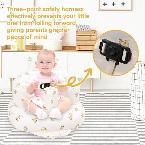 3 EKEPE Inflatable Baby Seat with Harness for Babies Months & Up, Baby Floor Chair for Sitting Up, Baby Seats