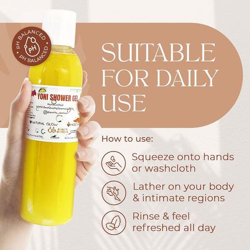 6 oz Ph Balance Feminine Wash - Vee Health & Yoni Wash Shower Gel- Use with Yoni Oil. Moisturizing Calendula, Mint