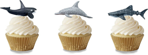 Sharks Figures Sea Animals Whale Toys Set, Ocean Animal Action Figures, 12 PCS for Kids Bath, Beach, and Parties