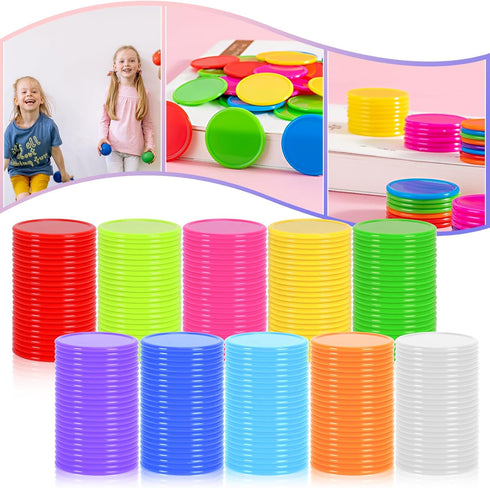250 PCS Poker Card Game Chips, 37mm Plastic Poker Chips Bulk, Learning Counters Disks for Math Counting, 10 Colors