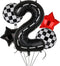 Race Car Birthday Balloons - 40 Inch Racetrack Number Balloon for Two Fast Birthday Party Decor Supplies