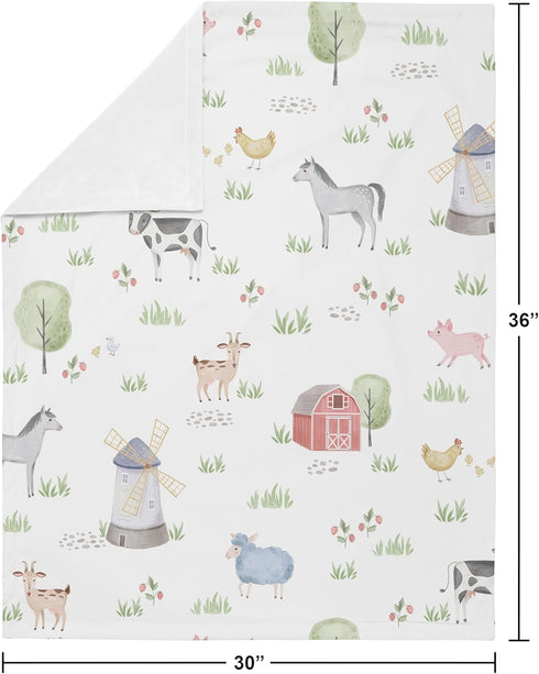 Sweet Jojo Designs Farm Animals Baby Boy Girl Receiving Security Swaddle Blanket for Newborn or Toddler Nursery Car