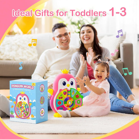 1 1-3 5 12-18 1st ToddlerCley Musical Penguin Toys for Year Old Girl Gifts, Learning Educational Baby Toys for Year