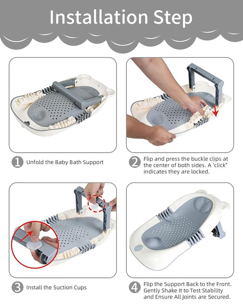 ISELECTOR 0-6 Baby Bath Support Foldable Baby Bathtub Bath Tub for Newborn Infant Baby Bath Seat with Non-Slip Suction