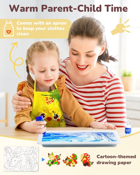 60Pcs 3-5 4-8 8-12, JUPITEARTH Water Marbling Paint Kit, Arts and Crafts for Girls & Boys, Art Supplies for Kids Ages