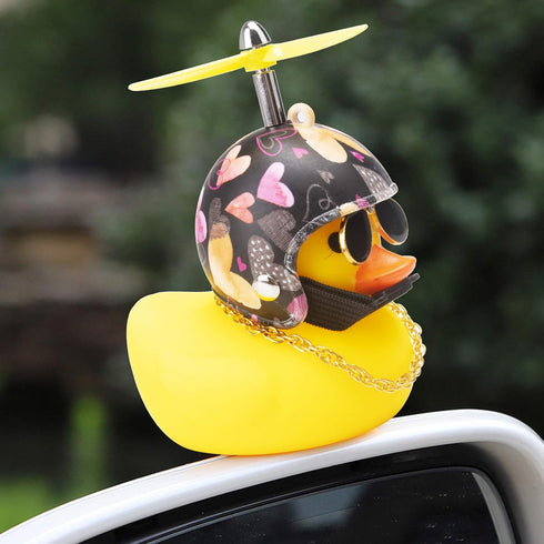 wonuu Cute Yellow Rubber Duck Car Dashboard Ornaments with Propeller (Love)