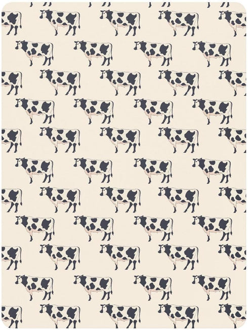 miaozhen 1 Pack 52x28 Cotton Crib Sheets for Baby Boys Girls Comfy Breathable Illustration Cow Ivory Muslin Toddler