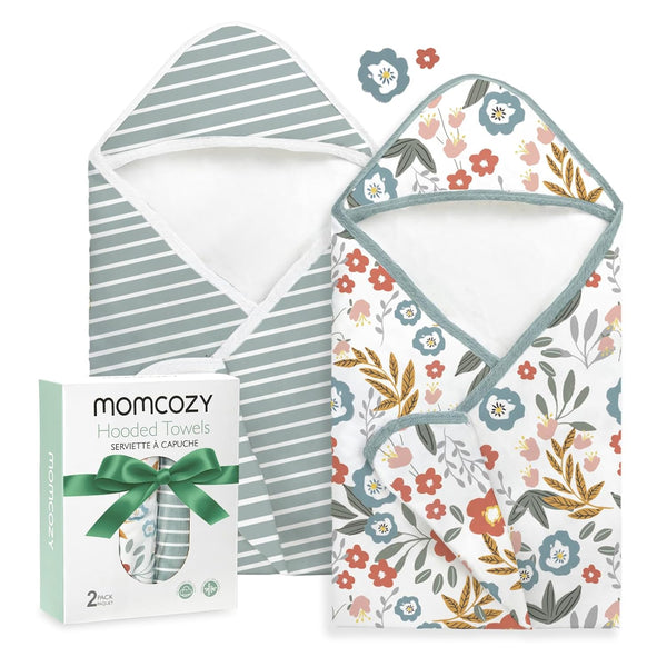 Momcozy Baby Towel with Hooded-2 Pack Soft Bath Towel Set-Shower Gifts or