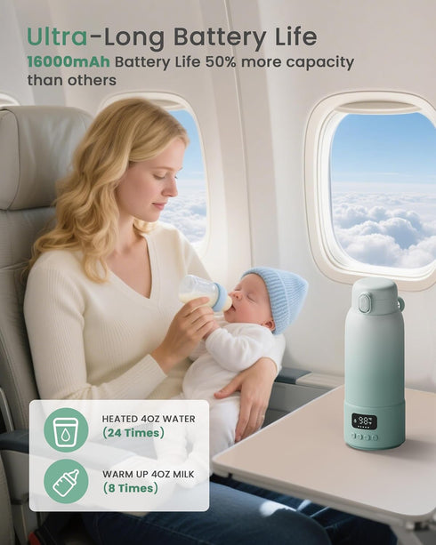 17 Portable Bottle Warmer Extended Battery Life - Dual Heating Modes for Breast Milk & Water, Ounces, Fast Heating