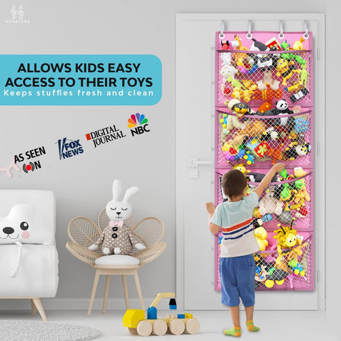 Over Door Organizer for Stuffed Animals - Easy Installation Hanging Storage for Toys and Baby Accessories